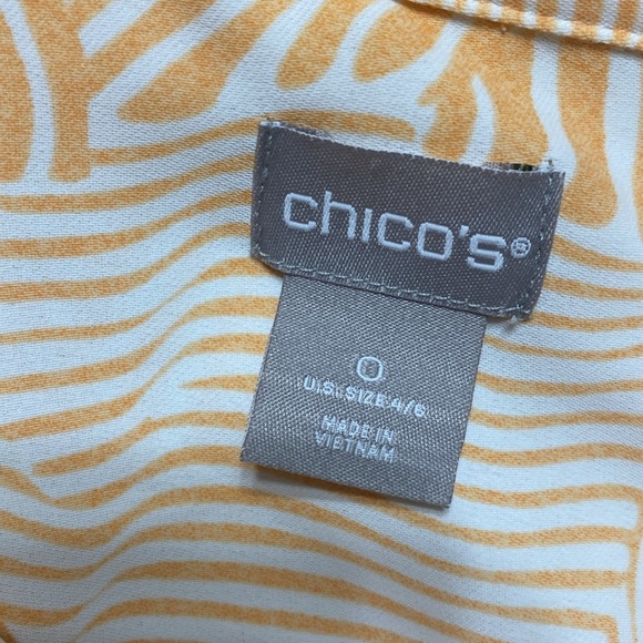 Chico’s orange & white zebra striped button down ruffle long sleeve top size XS - Picture 8 of 9